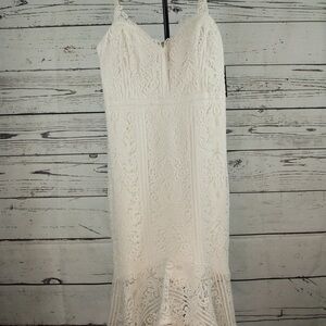 Guess White Lace Midi Dress